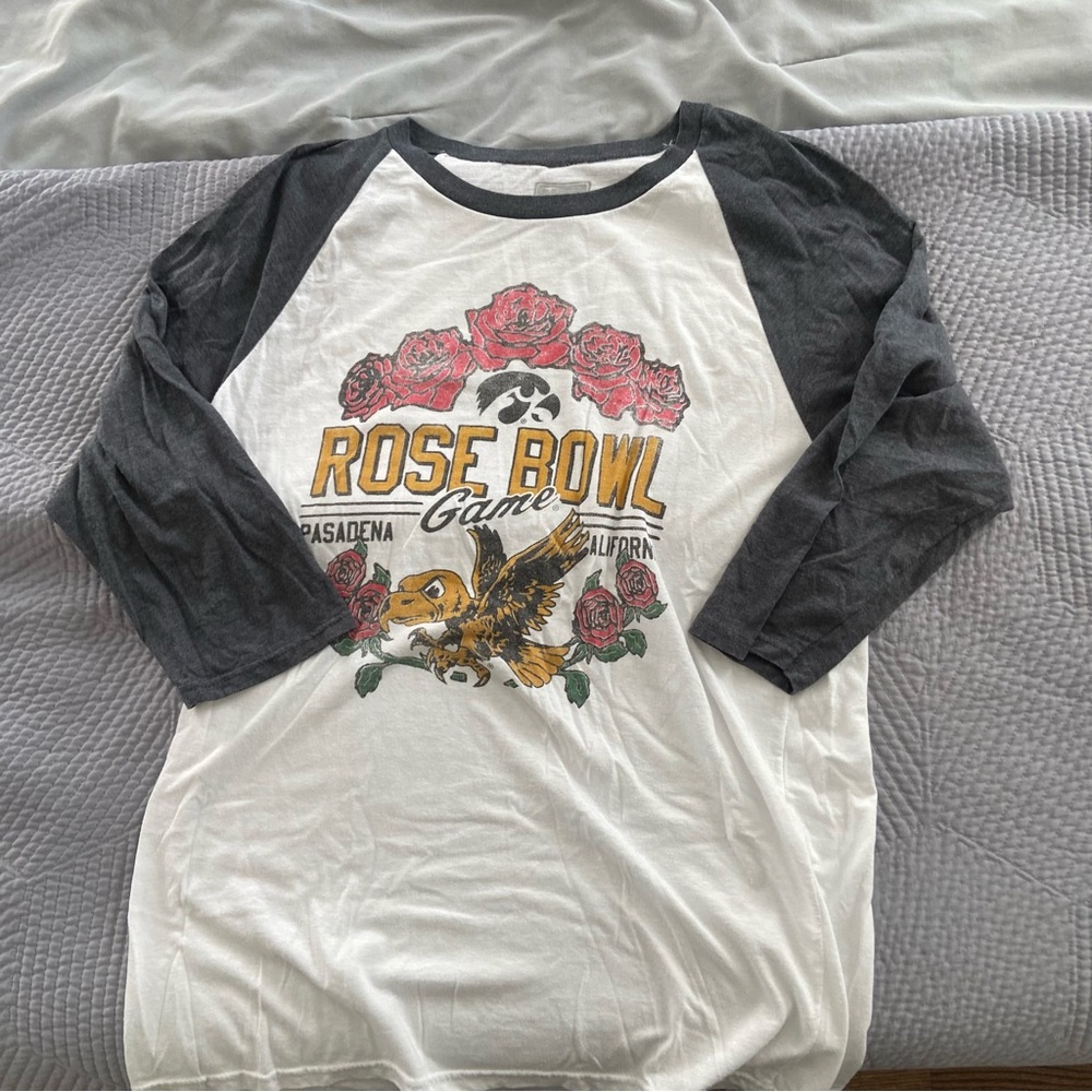 Iowa Hawkeyes Tailgate Rose Bowl Ringer Baseball 3/4 Sleeve Tee medium unisex